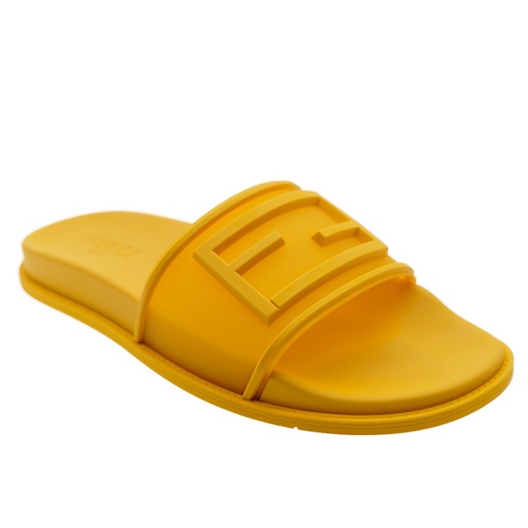 Fendi Slides FF Baguette Yellow Rubber Size 11 US New main image 5